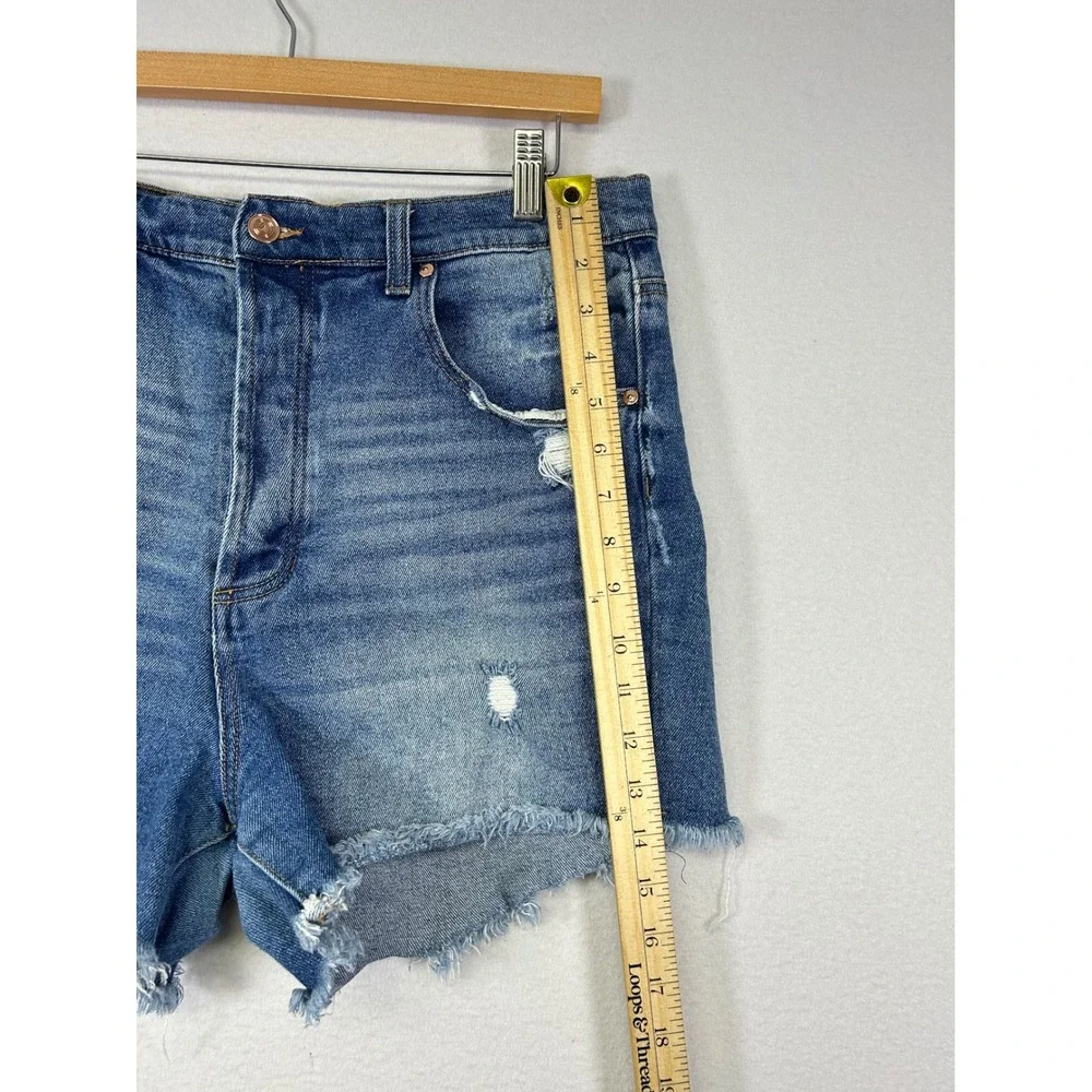 Festival Boho And Now This Womens 32 Blue‎ Distressed High Rise Denim Shorts